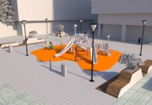 Betanzos inclúe un parque infantil na reforma da praza do Emigrante para evitar filtracións e mellorar a súa estética