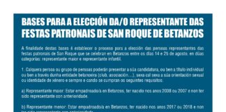 Betanzos abre o prazo, ata o 16 de xuño, para elixir ás persoas representantes das festas de San Roque